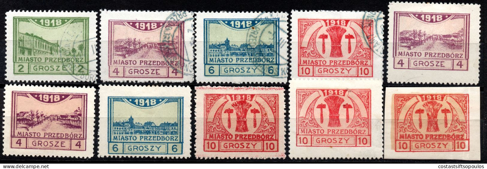 2003. POLAND. 1918 PRZEDBORZ 1918 MICH. 3-6 10 ST. LOT. 3 WITH FAULTS, POSSIBLY  REPRINTS/FAKES, - Autres & Non Classés