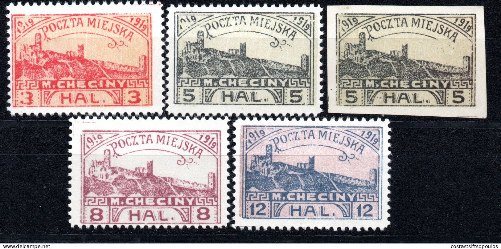 2004. POLAND. LOCAL 1919 M.CHESINY 5 ST. WITHOUT GUM LOT , POSSIBLY  REPRINTS/FAKES, - Unused Stamps