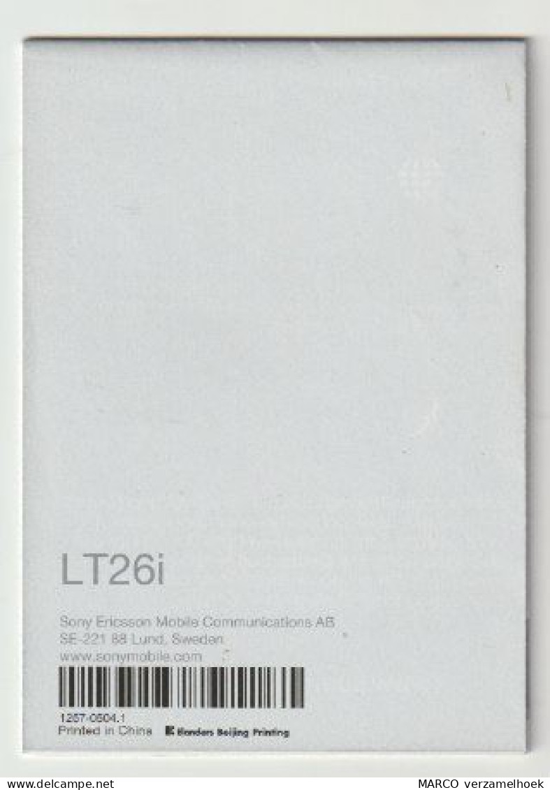 Brochure-leaflet: Telefoon/telephone SONY Ericsson Xperia Mobile (NL) 2012 LT26i - Telephony