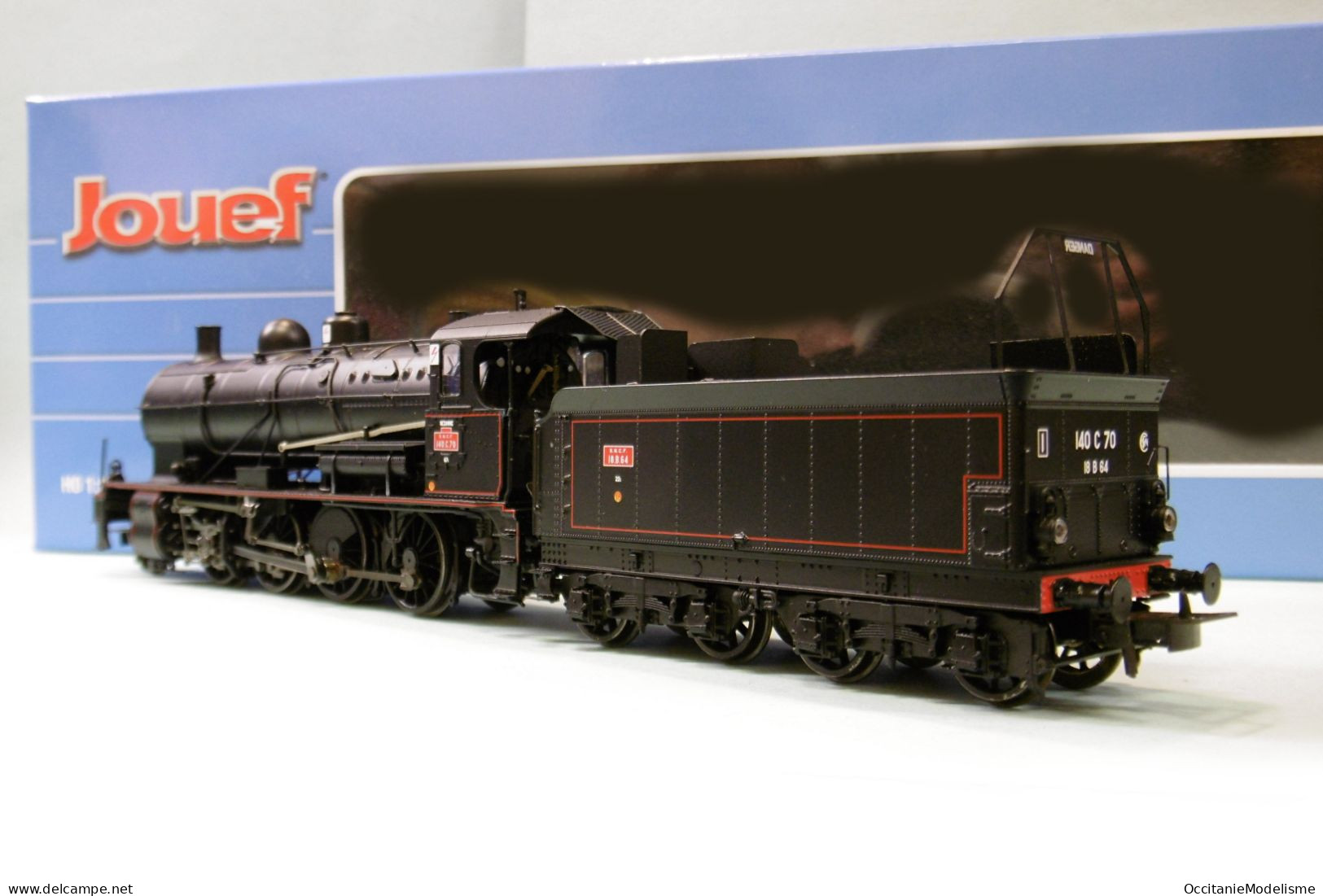 Jouef - Locomotive Vapeur 140 C 70 Noir Filets Rouges DCC Sound ép. III Réf. HJ2405S HO 1/87 - Locomotoras