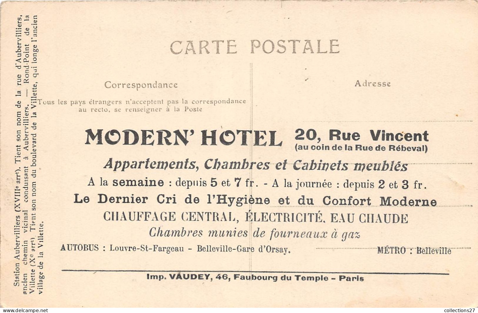 PARIS-TOUT PARIS- LE METROPOLITAIN- STATION " AUBERVILLIERS " ET LE ROND-POINT DE LA VILLETTE - Metropolitana, Stazioni