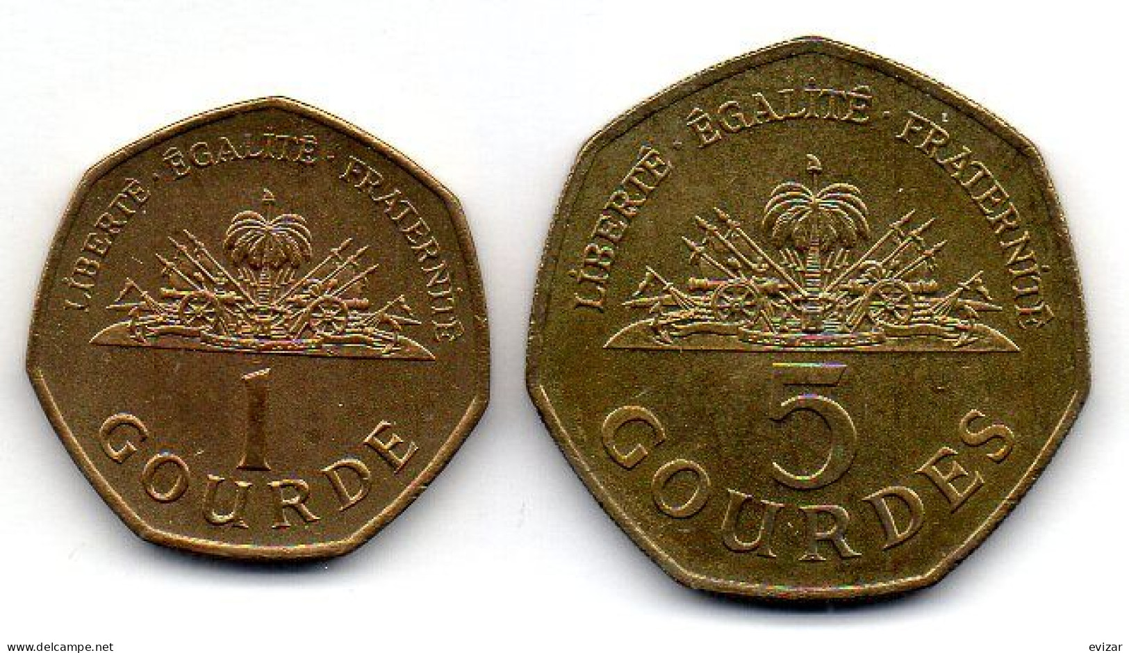 HAITI, Set Of Two Coins 1, 5 Gourdes, Brass, Year 1995, KM # 155, 156 - Haïti