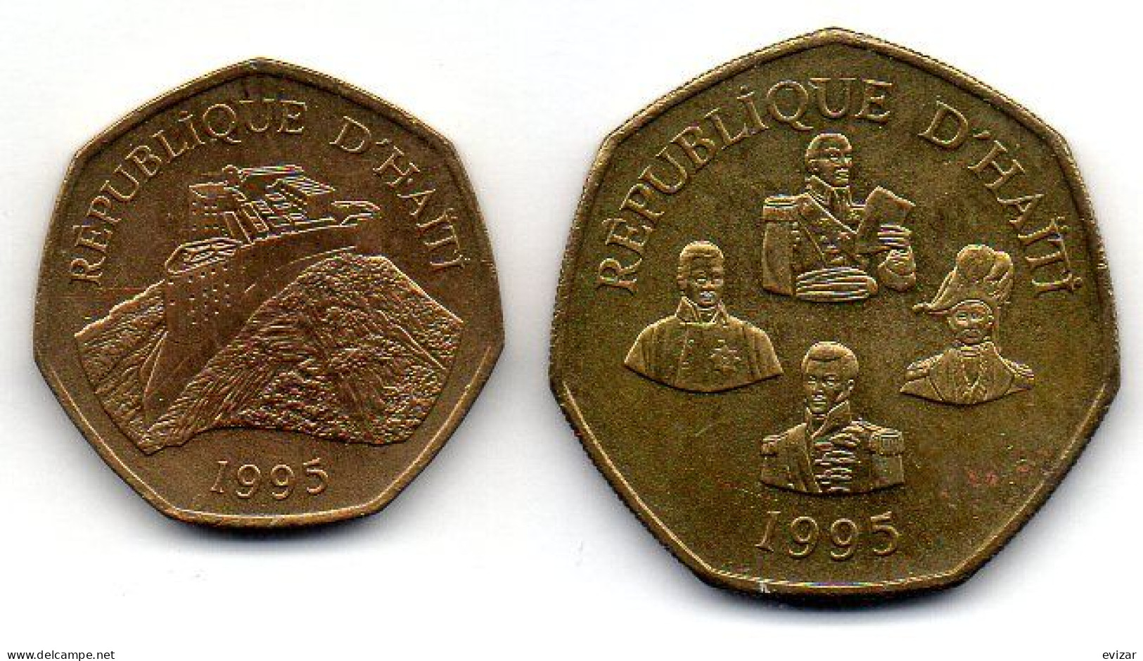 HAITI, Set Of Two Coins 1, 5 Gourdes, Brass, Year 1995, KM # 155, 156 - Haïti