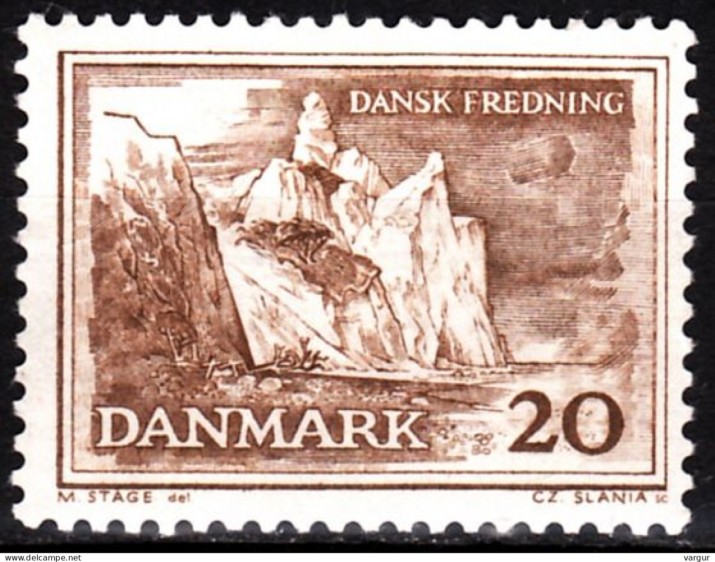 DENMARK 1962 Nature And Monument Protection. Chalk Cliffs. Single, MLHOG - Protection De L'environnement & Climat