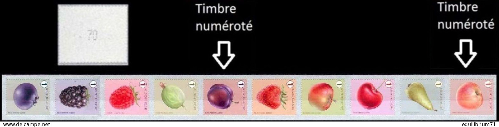 R157**(4800/4809) - Fruits/Fruiten (bande 4 De 10 Timb Dif, Num 2 Chiffres / Band 4 Van 10 Versch Zeg, 2 Cijfers Genum) - Rouleaux