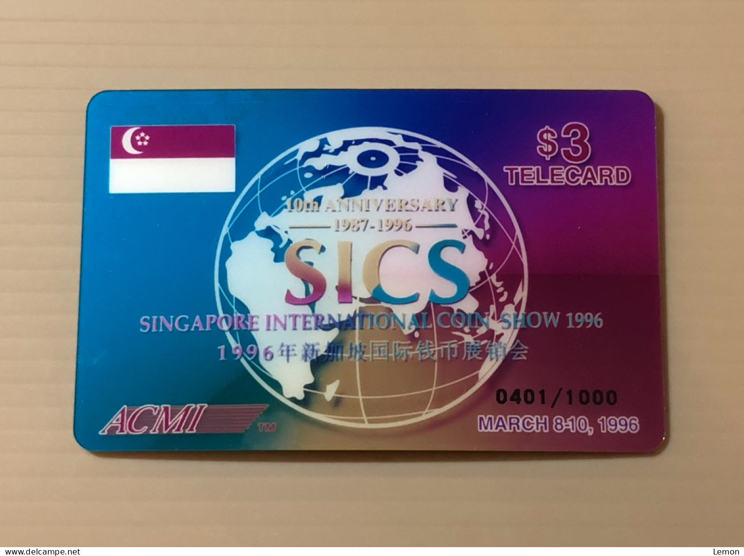 Mint USA UNITED STATES America Prepaid Telecard Phonecard, Singapore International Coin Show 1996, Set Of 1 Mint Card - Amerivox