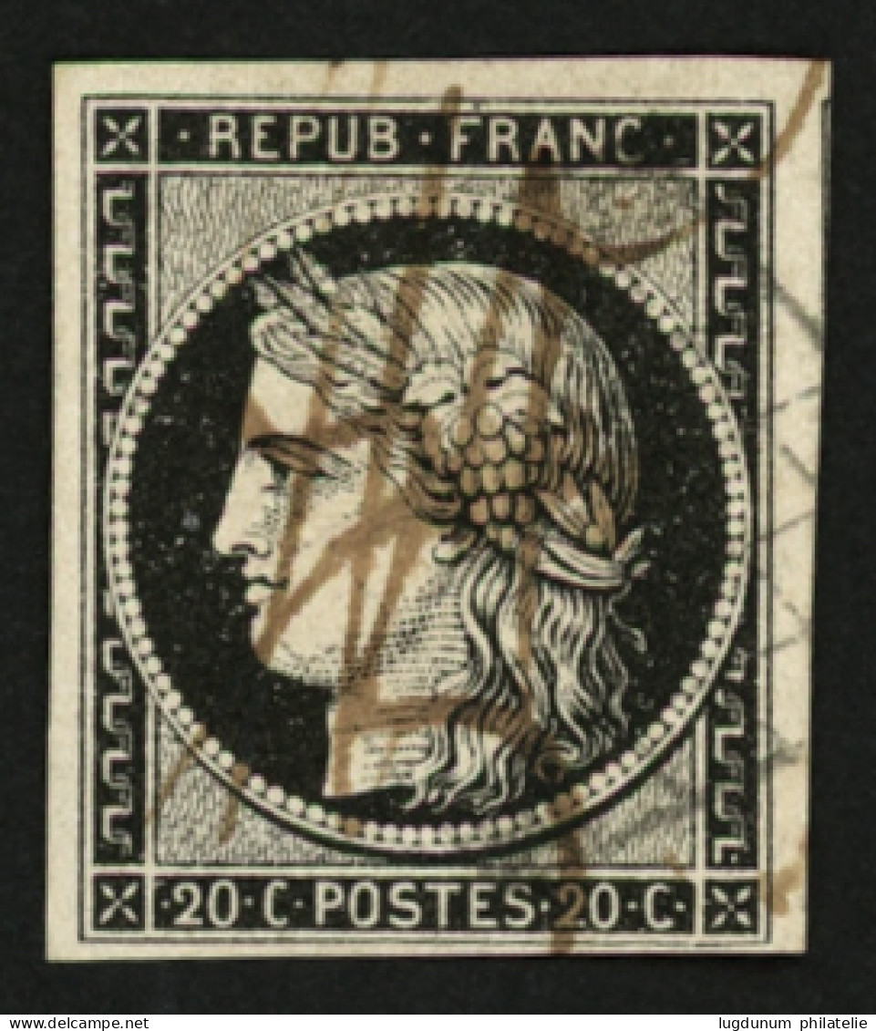 20c CERES (n°3) Obl. "Plume" + Grille. Superbe. - 1849-1850 Ceres