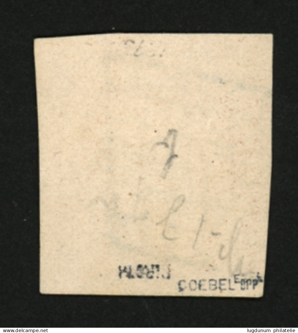 1F Carmin (n°6) Obl. Grille. Cote 1000€. Certificat R. GOEBEL. TTB. - 1849-1850 Cérès