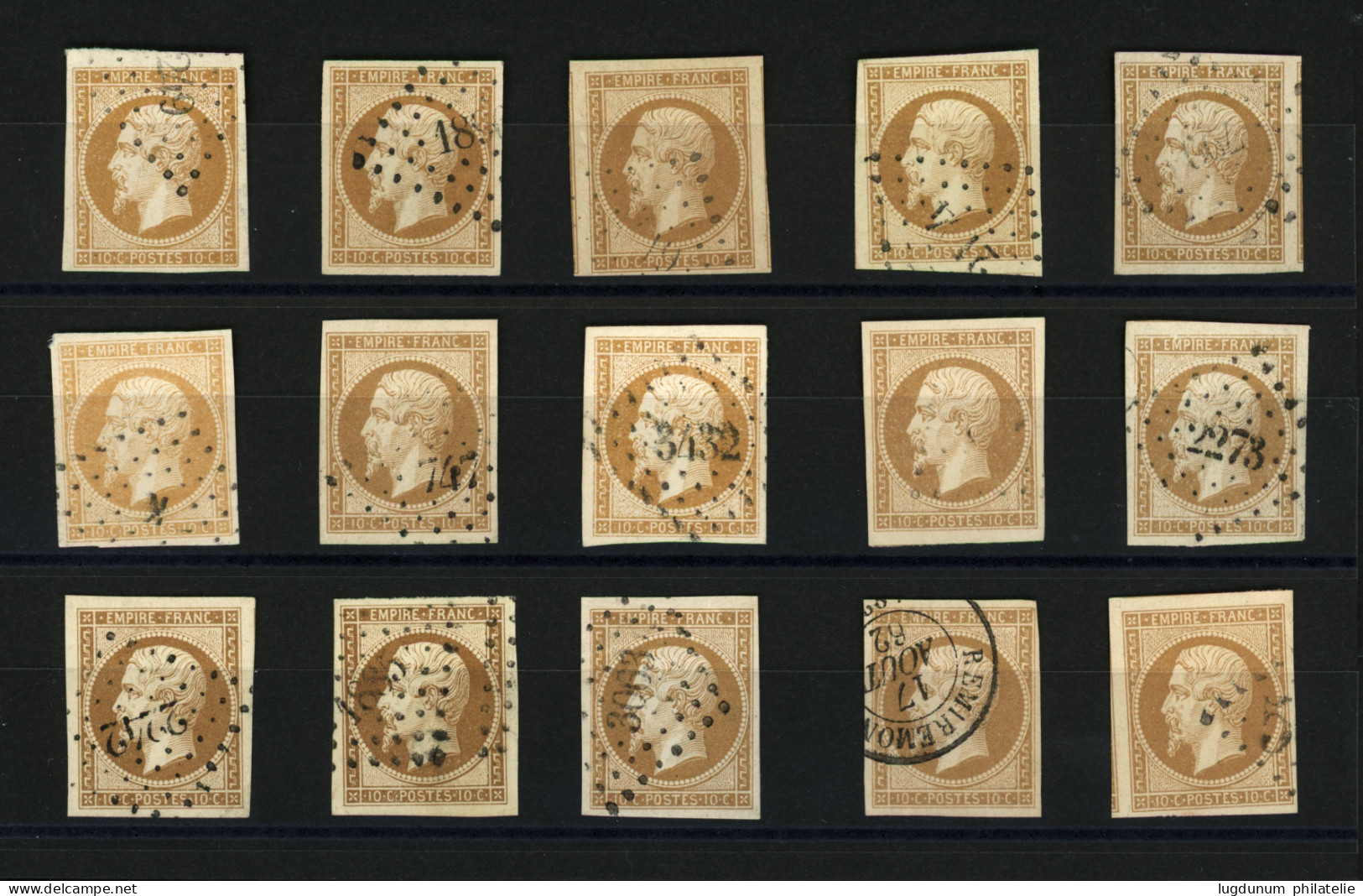 10c Empire (n°13) - Sélection De 15 Timbres TTB Margés. Qualité Choisie. Superbe. - 1853-1860 Napoleon III