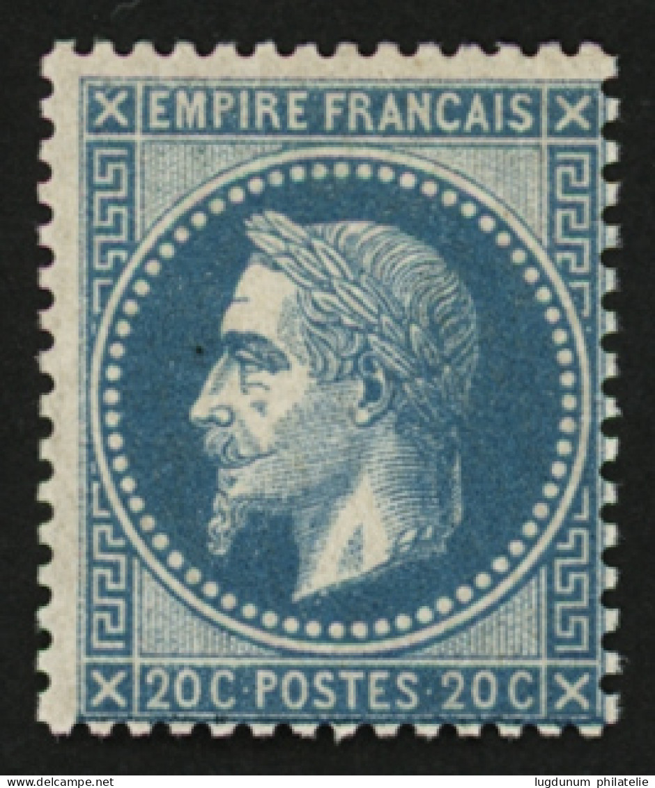 20c Lauré Type I Bleu Foncé (n°29Aa) Neuf **. Trés Frais. Certificat SCHELLER. Superbe. - 1863-1870 Napoleon III Gelauwerd