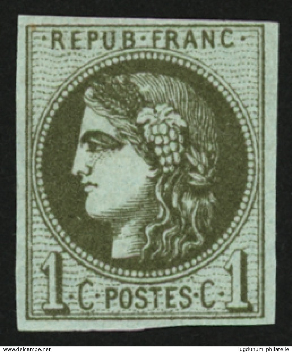 1c BORDEAUX  Report 2 Olive Fonçé (n°39Ba) Neuf * Quasiment **. Signé SCHELLER. Superbe. - 1870 Bordeaux Printing