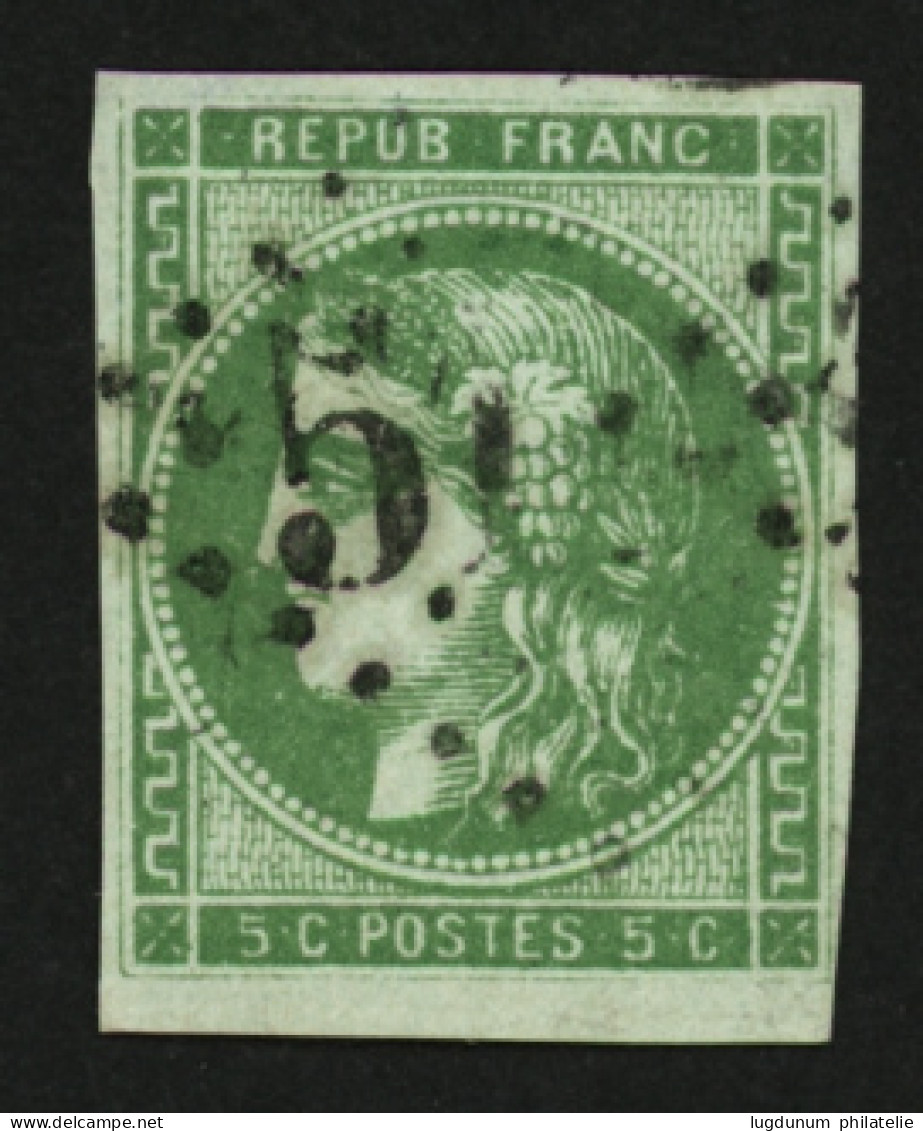 5c BORDEAUX Vert (n°42Bg) Obl. GC. Cote 500€. Signé SCHELLER. TB. - 1870 Emissione Di Bordeaux