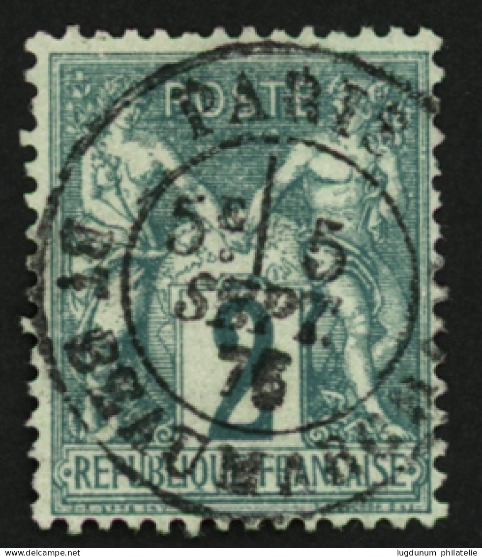 2c Sage Vert Type I (n°62) TTB Centré Obliteration Centrale PARIS BT BEAUMARCHAIS. Cote 340€++. Magnifique. - 1876-1898 Sage (Tipo II)