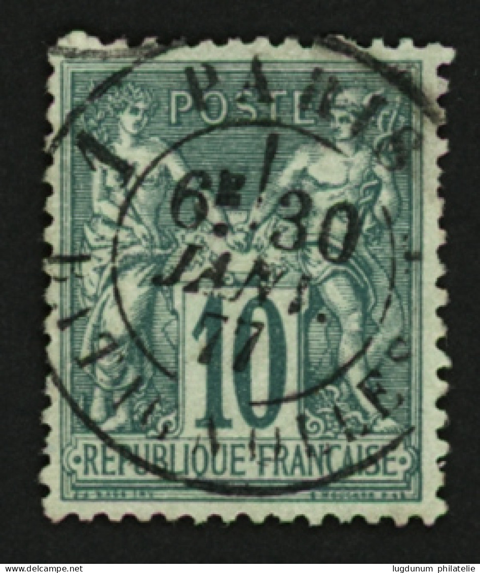 10c Sage Vert Type II (n°76) TB Centré Oblitération Centrale PARIS BATIGNOLLES. Cote 325€++. TTB. - 1876-1898 Sage (Type II)