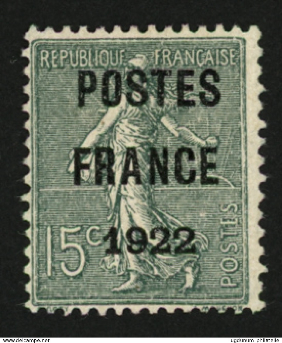 PREOBLITERES : 15c POSTES FRANCE 1922 (n°37) Neuf Sans Gomme. Cote 700€.  Signé SCHELLER. Superbe. - Autres & Non Classés