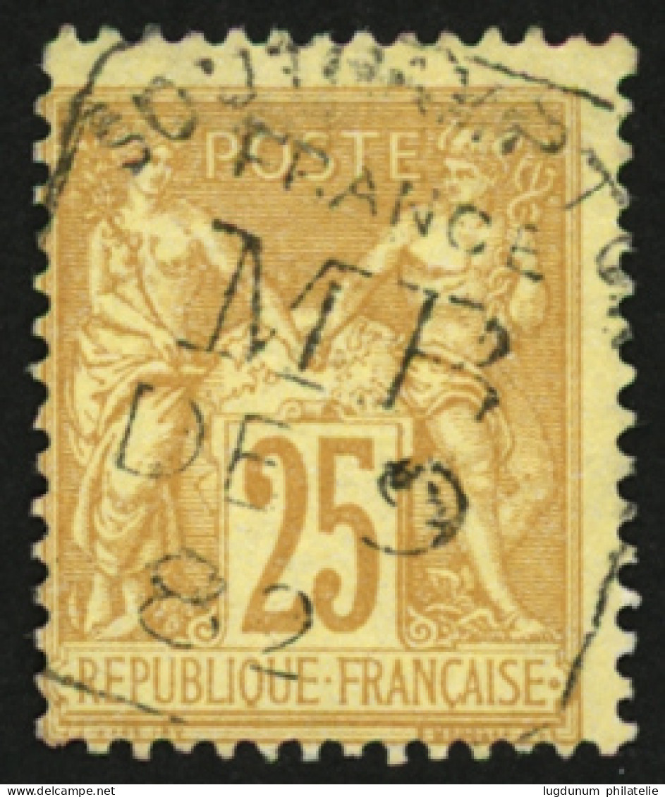 25c Sage Jaune Obl. Cachet Maritime Anglais SOUTHAMPTON/FRANCE/M.B. Superbe. - 1849-1876: Période Classique