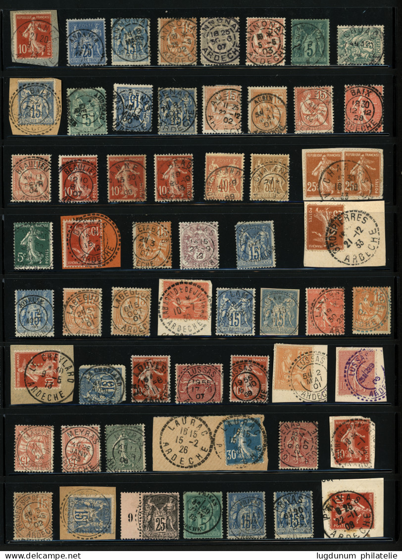 ARDECHE : Collection D' Oblitérations Sur 106 Timbres. Nombreux Bureaux De Distributions. TTB. - 1849-1876: Période Classique