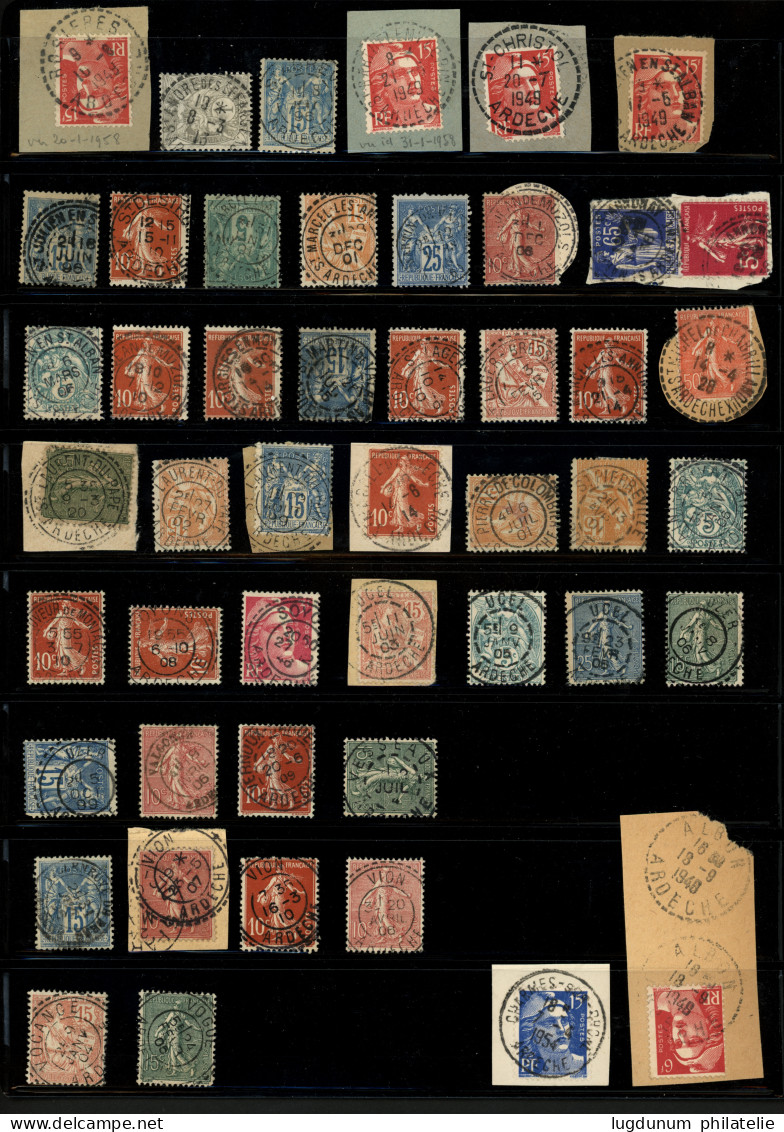 ARDECHE : Collection D' Oblitérations Sur 106 Timbres. Nombreux Bureaux De Distributions. TTB. - 1849-1876: Klassieke Periode