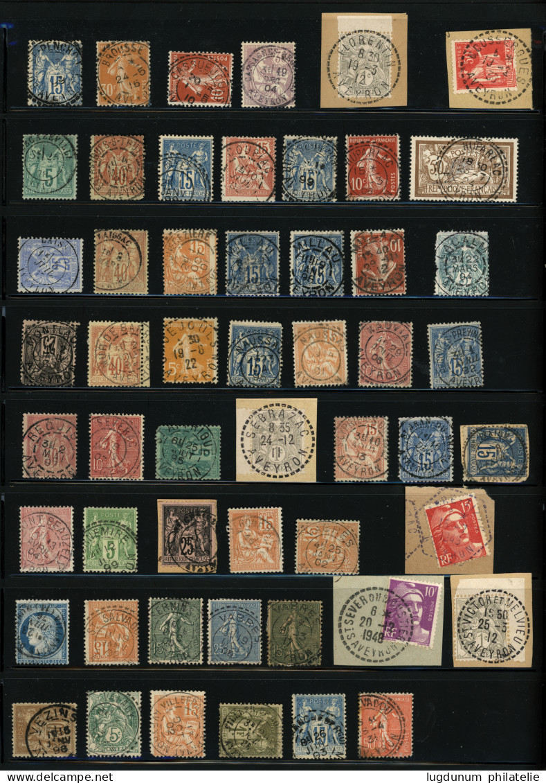 AVEYRON : Collection D' Oblitérations Sur 53 Timbres. Nombreux Bureaux De Distributions. TTB. - 1849-1876: Klassieke Periode
