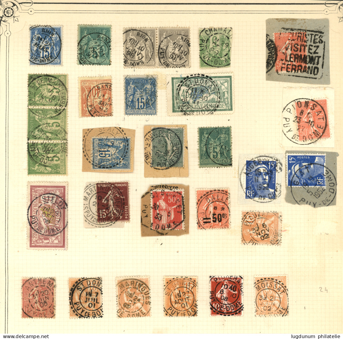 PUY DE DOME : Superbe Collection D' Oblitérations Sur 230 Timbres. Nombreux Bureaux De Distributions. Superbe. - 1849-1876: Klassieke Periode