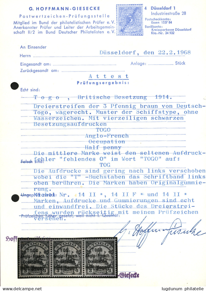 TOGO : 1/2pf S/ 3pf (n°31A - 31 Ab) Neuf */** Avec Surcharge Type II Et Erreur "TOG Au Lieu TOGO" Au Centre. Le Timbre D - Otros & Sin Clasificación