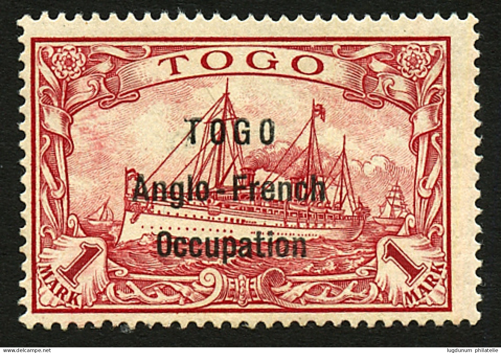 TOGO : 1 MARK Surchargé TOGO FRENCH OCCUPATION (n°41) Neuf *. Timbre Trés Rare En Neuf. Cote 11 500€. Certificat BOTHE ( - Autres & Non Classés