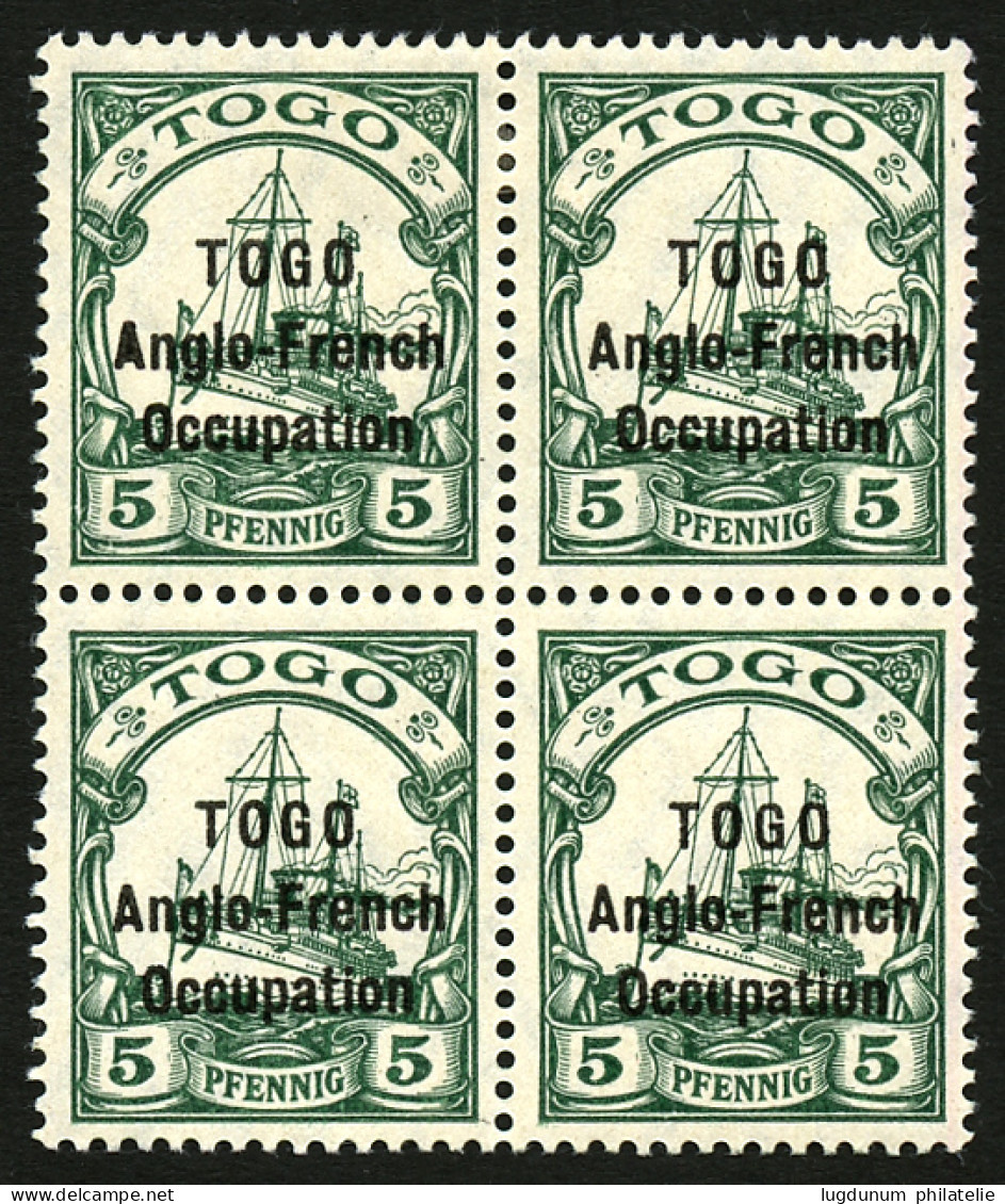 TOGO - ANGLO FRENCH OCCUPATION  - Tirage De SANSANE MANGU : 5pf (n°55) Bloc De 4 Neuf (2 Timbres Du Haut *, 2 Timbres Du - Autres & Non Classés