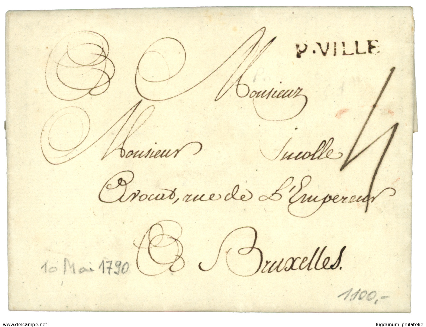 ARDENNES - PHILIPPEVILLE : 1790 P.VILLE (Lenain 2) Sur Lettre Avec TB Texte Daté "NEUVILLE" Sur Les REVOLUTIONS Et Insur - 1701-1800: Precursores XVIII