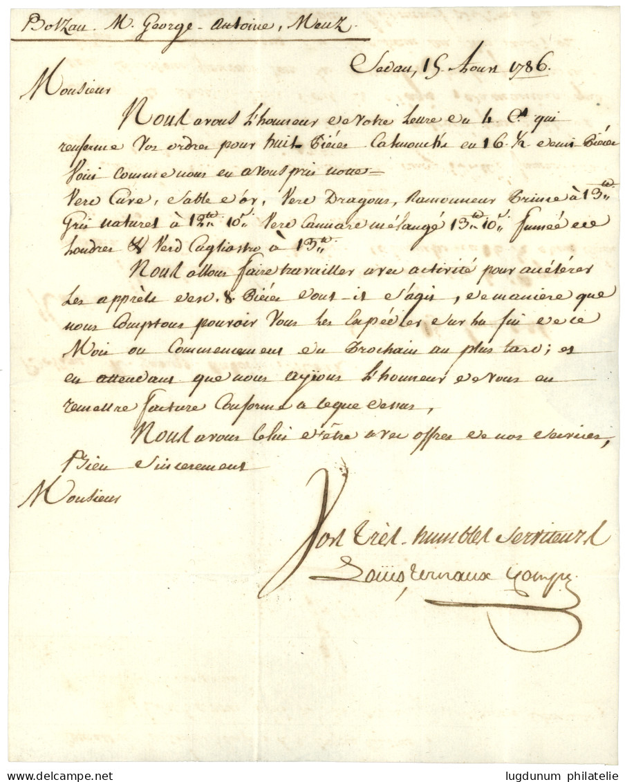 ARDENNES : 1786 Cachet Rond Non Répertorié P.P DE SEDAN Sur Lettre Avec Texte Pour BOLZAN. Vendu En L' état ( Sans Garan - 1701-1800: Vorläufer XVIII