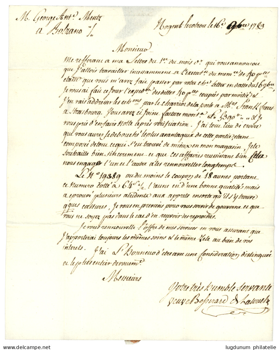 1783 NOG.ROTROU (Lenain 6) + "PORT PAYE" (Lenain 7) Lettre Avec Texte Pr BOLZANO TYROL AUTRICHIEN. Luxe. - 1701-1800: Vorläufer XVIII
