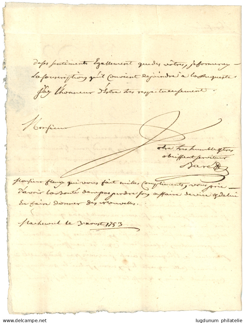 LOIRE INF. : 1753 MACHECOUL (Lenain 2) Sur Lettre Avec Texte. Indice 20. TTB. - 1701-1800: Voorlopers XVIII