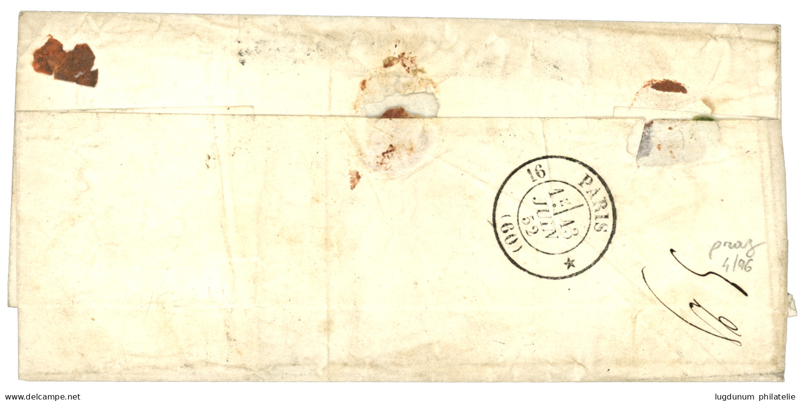 MANCHE : 1852 25c CERES (n°4)x4, Un Ex. Pd Obl. PC 3249 + Cursive 48 St POIS + T.15 BRECEY Sur Lettre Pour PARIS. Triple - 1849-1876: Période Classique