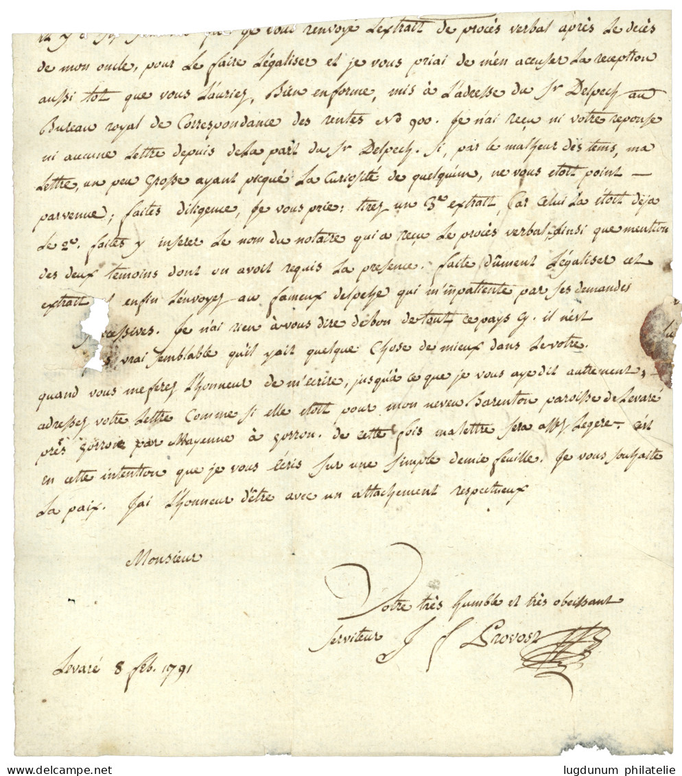 MAYENNE : 1791 MAYENNE (Lenain 2) + "PORT PAYE" (Lenain 4a)  Sur Lettre Avec Texte Incomplet. TTB. - 1701-1800: Voorlopers XVIII