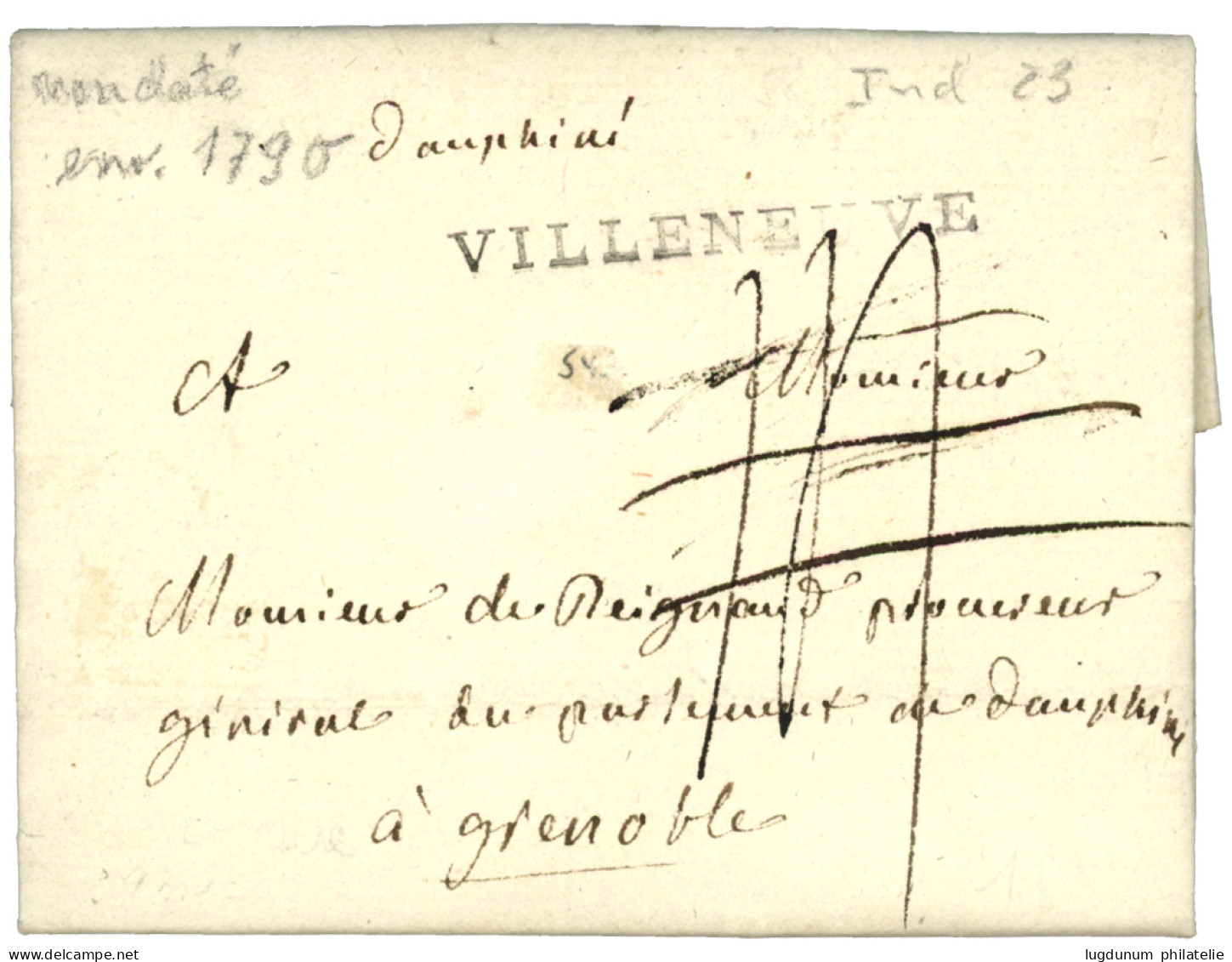 OISE : VILLENEUVE (Lenain 1) Sur Lettre Avec Texte (ss Année). Indice 23. TTB. - 1701-1800: Voorlopers XVIII