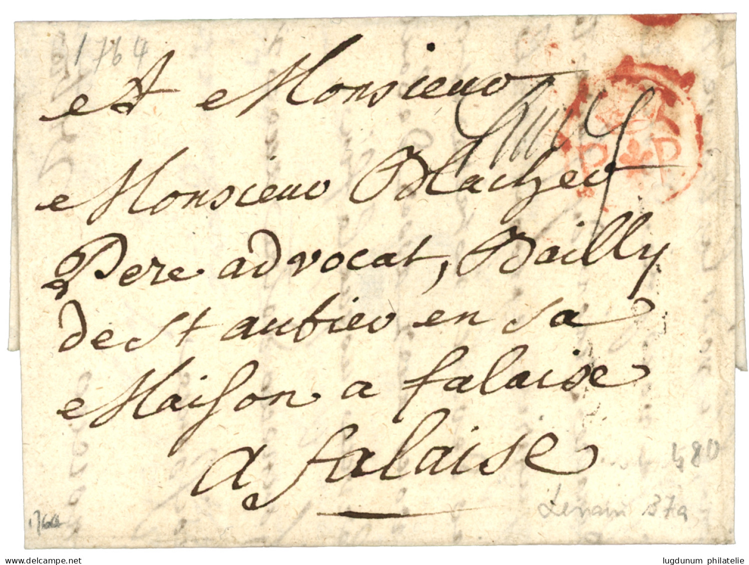 PARIS : PORT PAYE Orné P*P Rouge (Lenain 37a) Sur Lettre Avec Texte. Indice 20. TTB. - 1701-1800: Précurseurs XVIII