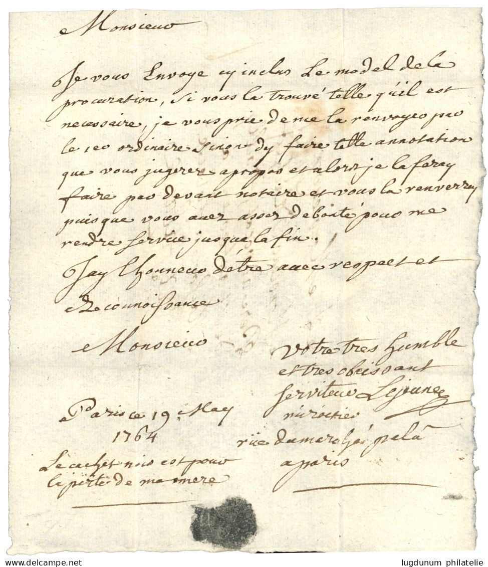 PARIS : PORT PAYE Orné P*P Rouge (Lenain 37a) Sur Lettre Avec Texte. Indice 20. TTB. - 1701-1800: Precursori XVIII