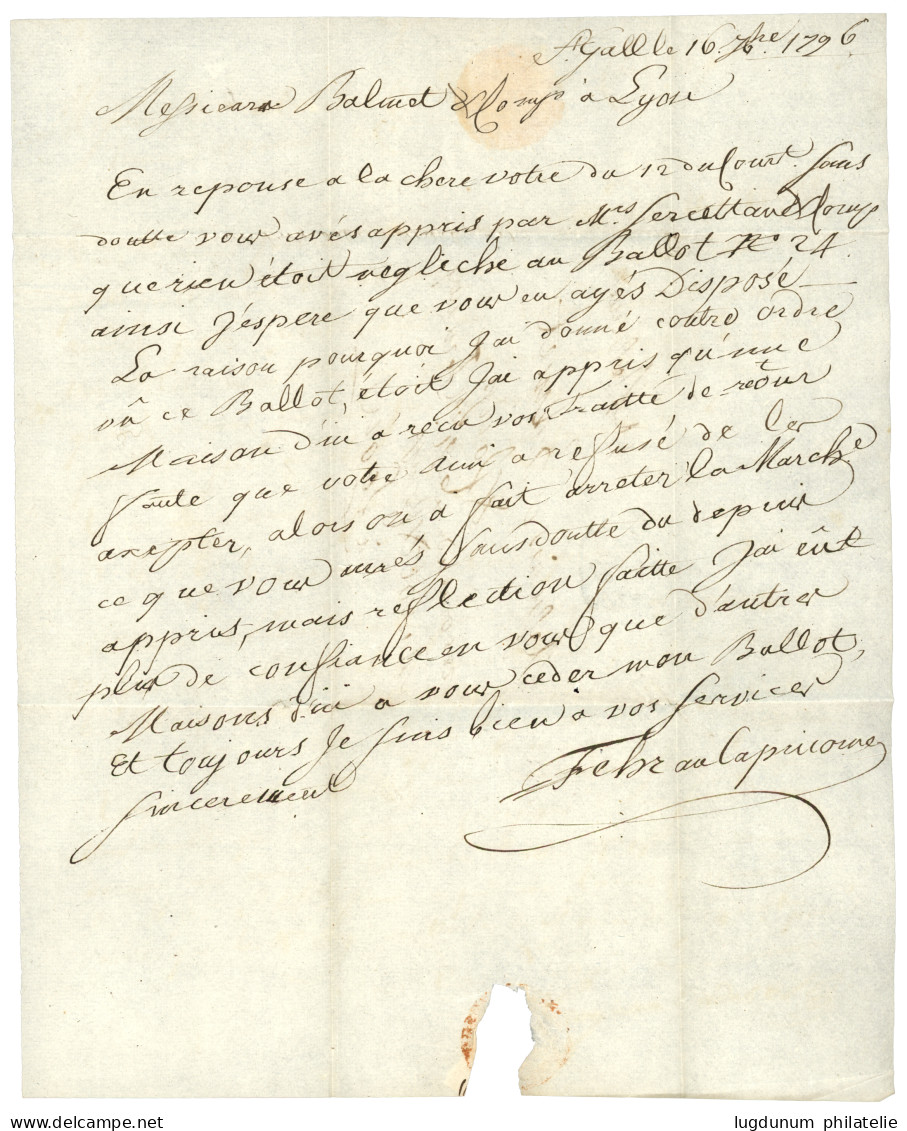 PETITE POSTE DE LYON :  3 Lettres GIVORS à Sec + PORT DU (ss Texte) + 1795 PORT DU  + Facteur Pr ST GENIS LAVAL + 1796 P - 1701-1800: Precursors XVIII