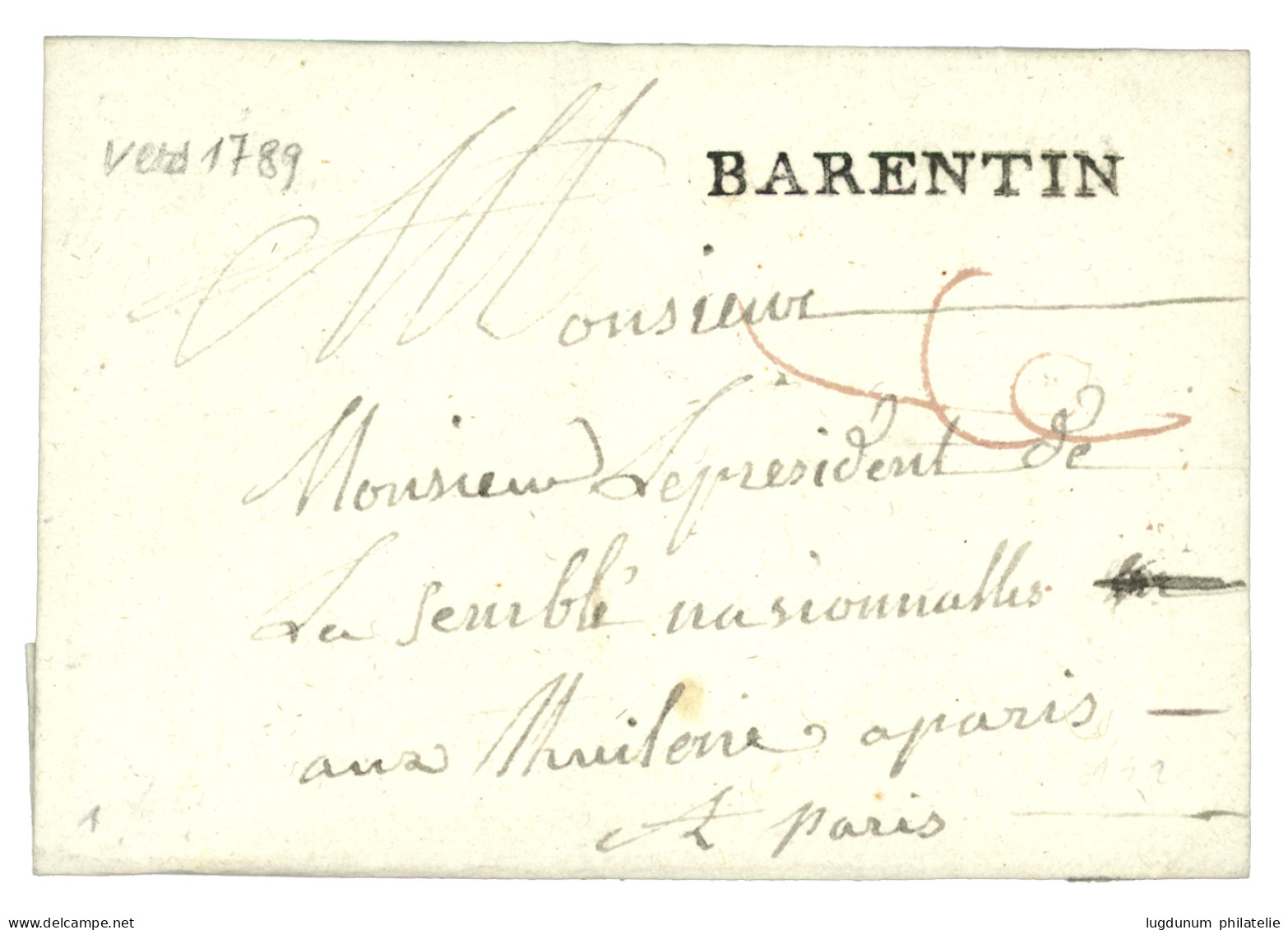 SEINE INF. : BARENTIN (Lenain 2) Sur Lettre Sans Texte. Frappe Luxe De Ce Cahet Rare. Indice 24. - 1701-1800: Précurseurs XVIII