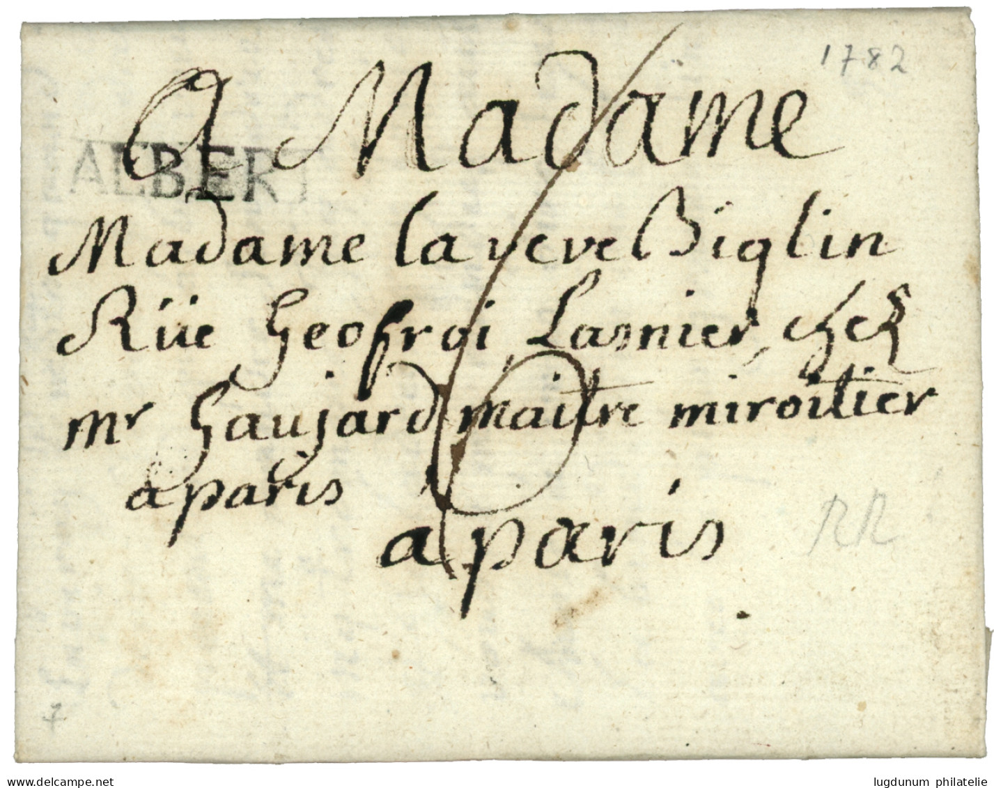 SOMME : 1782 ALBERT (Lenain 1) Sur Lettre Avec Texte Daté "de POSIERE". Indice 23. TB. - 1701-1800: Vorläufer XVIII