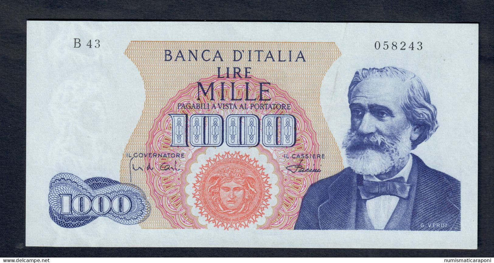 1000 Lire Verdi I° Tipo 04 01 1968 R2 RR Spl+ Piega Verticale Ma Bellissima Carta LOTTO 227 - 1000 Liras