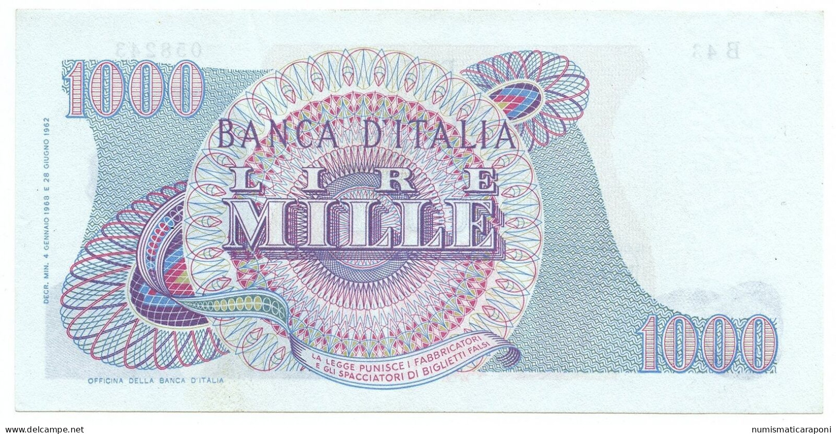 1000 Lire Verdi I° Tipo 04 01 1968 R2 RR Spl+ Piega Verticale Ma Bellissima Carta LOTTO 227 - 1000 Lire