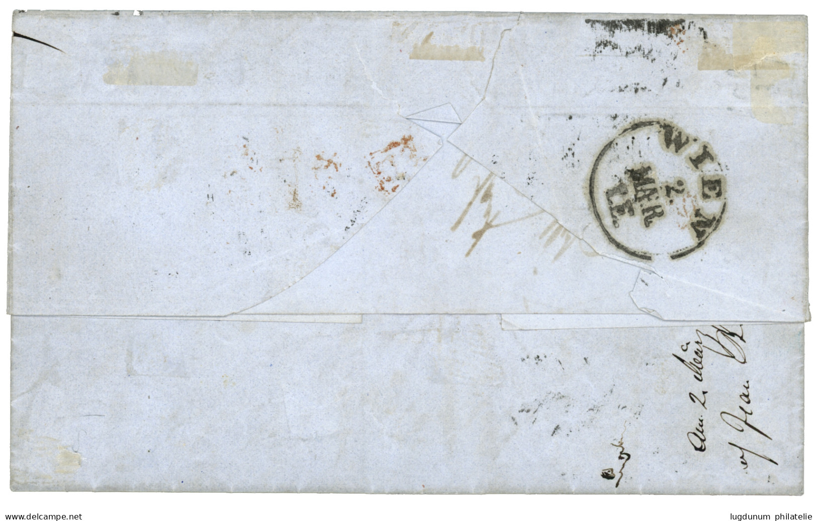 1855 80c (n°17)x3, Un Ex. Pd Obl. ROULEAU De GROS POINTS Sur Lettre De PARIS Pour VIENNE (AUTRICHE). Affrt à 2F40 Rare A - 1853-1860 Napoléon III