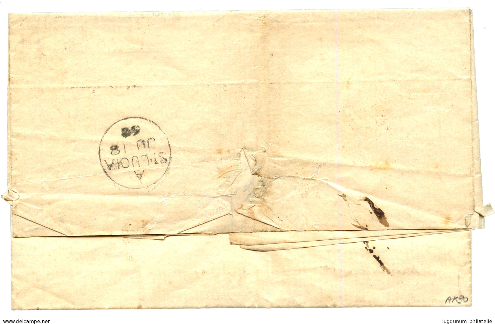 "Destination STE LUCIE" : 1868 80c (n°32) Sur Lettre De CHALON SUR MARNE Pour SAINT LUCIA Avec Arrivée Au Verso. Destina - 1863-1870 Napoléon III Con Laureles