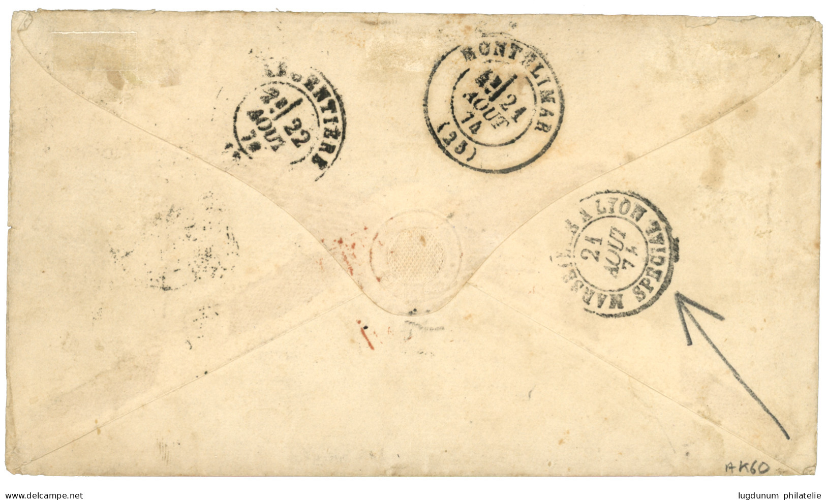 1874 CERES 5c (n°53) + 15c (n°59) + 80c (n°57) Obl. GC 5118 + YOKOHAMA Bau FRANCAIS Sur Lettre Pour La FRANCE. Superbe T - 1849-1876: Klassik