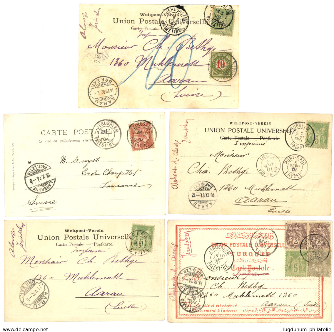 JERUSALEM / JAFFA : TB Lot De 5 Cartes. Superbe. - 1849-1876: Periodo Clásico