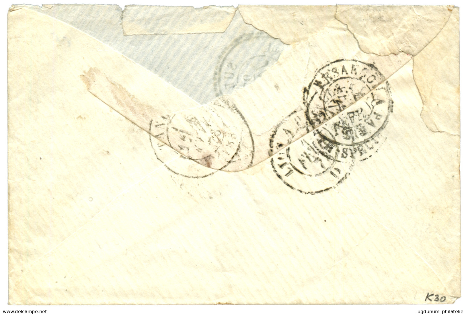 SUEZ : 1873 80c CERES Obl. GC 5105 + SUEZ Bau FRANCAIS Sur Env (pd) Pour La FRANCE. TTB. - 1849-1876: Periodo Clásico