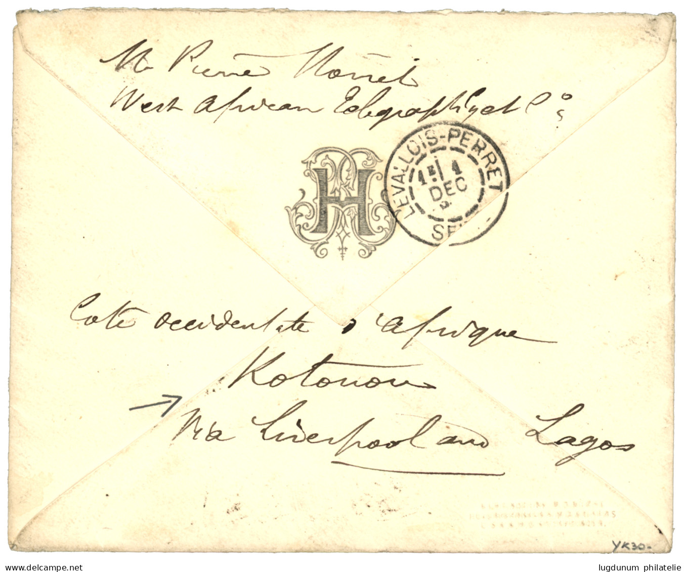 BENIN - COTONOU Via LAGOS : 1886 LAGOS 1d + 3d + LAGOS Sur Enveloppe De COTONOU Pour La FRANCE. Verso, "KOTONOU Via LIVE - Autres & Non Classés