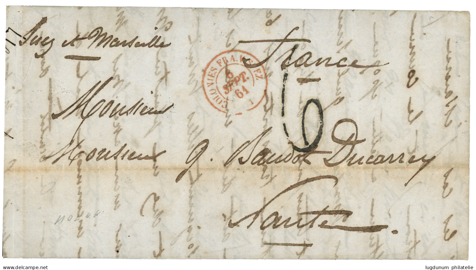 COMORES - MAYOTTE - KOËNY : 1861 COLONIES FRA. V.SUEZ + Taxe 6 Sur Lettre Avec Texte Daté "KOËNY" Pour NANTES. Origine T - Altri & Non Classificati