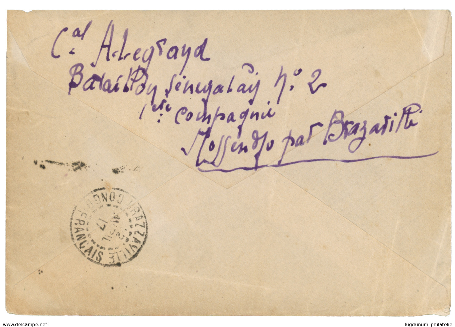 "MASSENDJO" : 1917 MASSENDJO MOYEN-CONGO + "F.M." Sur Enveloppe Pour PARIS. Bureau Rare. Superbe. - Autres & Non Classés