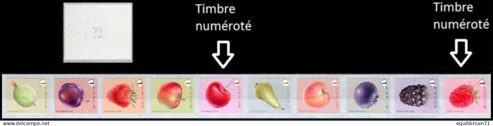 R157**(4800/4809) - Fruits/Fruiten (bande 7 De 10 Timb Dif, Num 2 Chiffres / Band 7 Van 10 Versch Zeg, 2 Cijfers Genum) - Coil Stamps